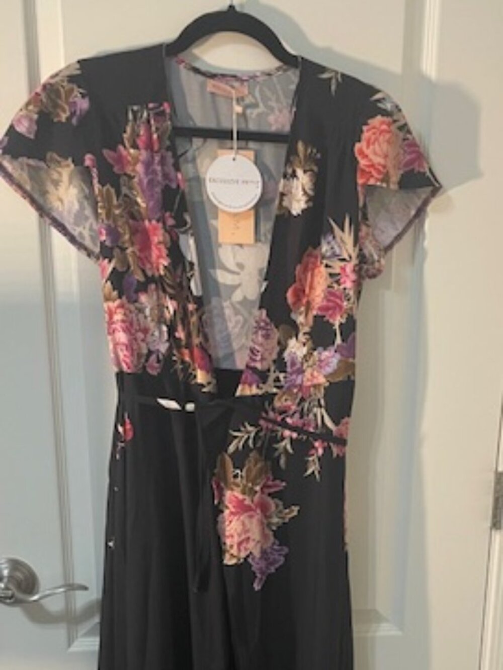 NWT Hello Molly- Floral/Black Maxi Wrap Dress - Small